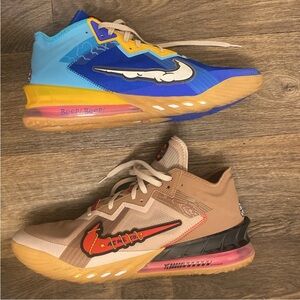 Nike Blue and Tan Cartoon Sneakers